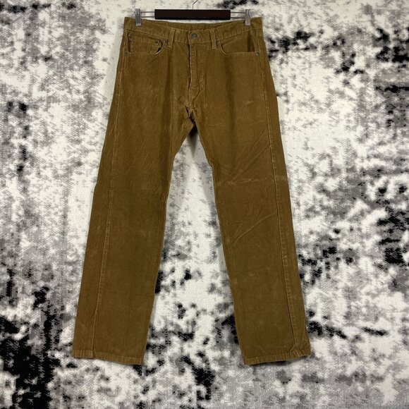 Levis 505 Corduroy Jeans Mens Size 33x30 Brown Straight‎ Leg Stretch Comfort - Picture 1 of 16